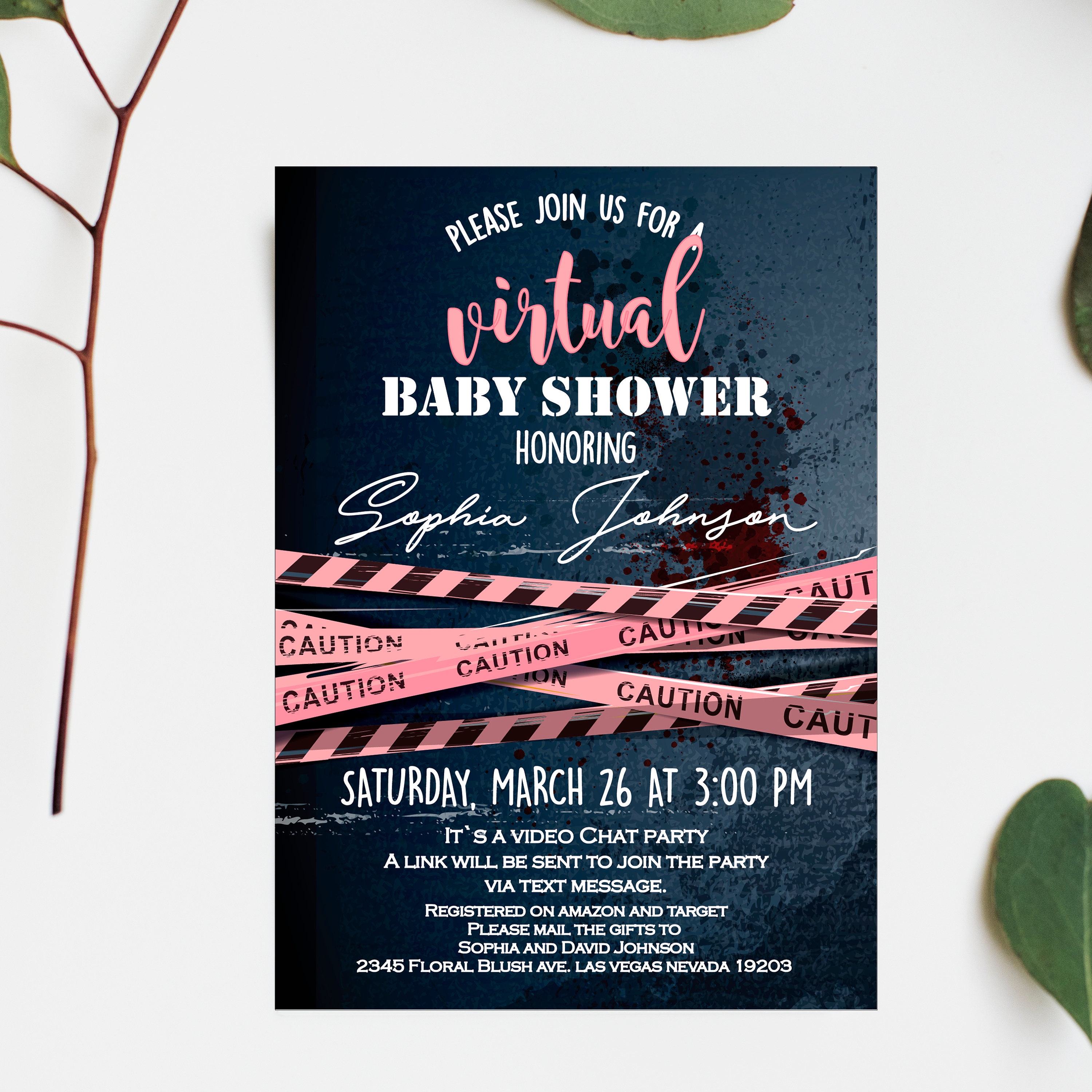 Girl Virtual Baby Shower Invitation Quarantine Baby Shower Etsy