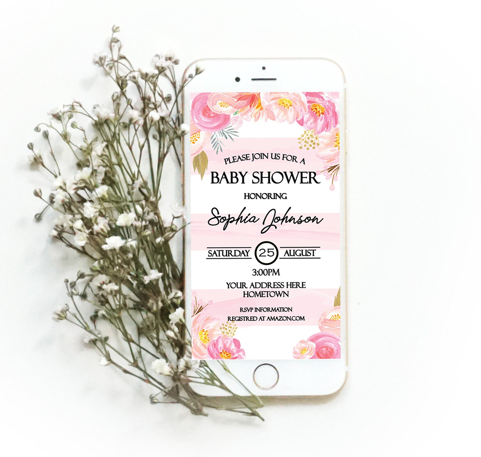 Electronic Baby Shower Invitations Girl Digital Baby Shower Etsy