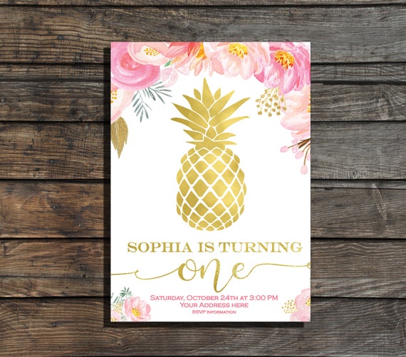 Invitación de cumpleaños cumpleaños invitación Tropical piña Etsy