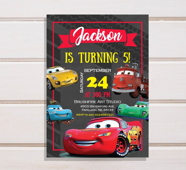 Cars Birthday Invitation Disney Cars Birthday Invitation Cars Etsy