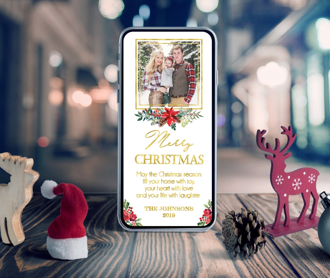 Electronic Christmas card with photo Photo Christmas card Etsy Christmas Cards Electronic