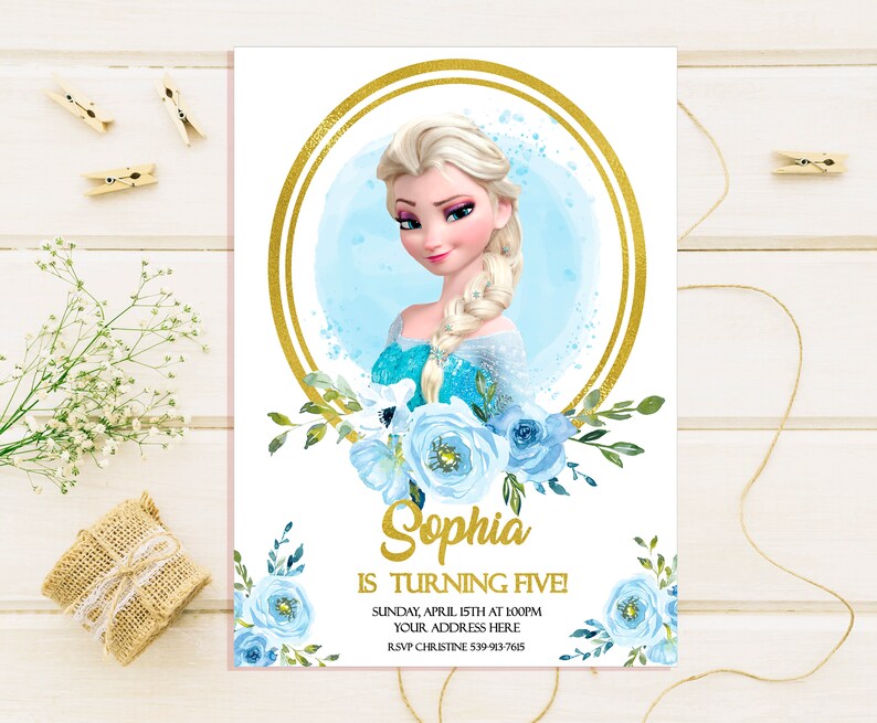 Elsa Birthday Invitations Elsa Birthday Party Invites Frozen Etsy