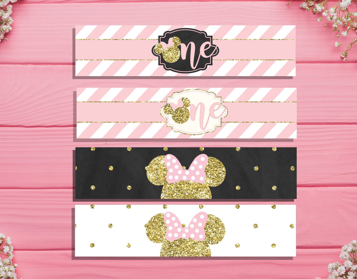 Minnie Mouse Water Bottle Labels Template