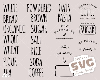 SVG Pantry Label Words & Ornaments, Digital Instant Download for Cricut