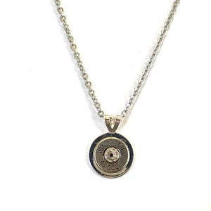 45 Caliber Nickle Plated Bullet Pendant on Stainless Steel Chain, Women's jewelry, Bullet jewelry, Women's gifts, Handmade jewelry image 2