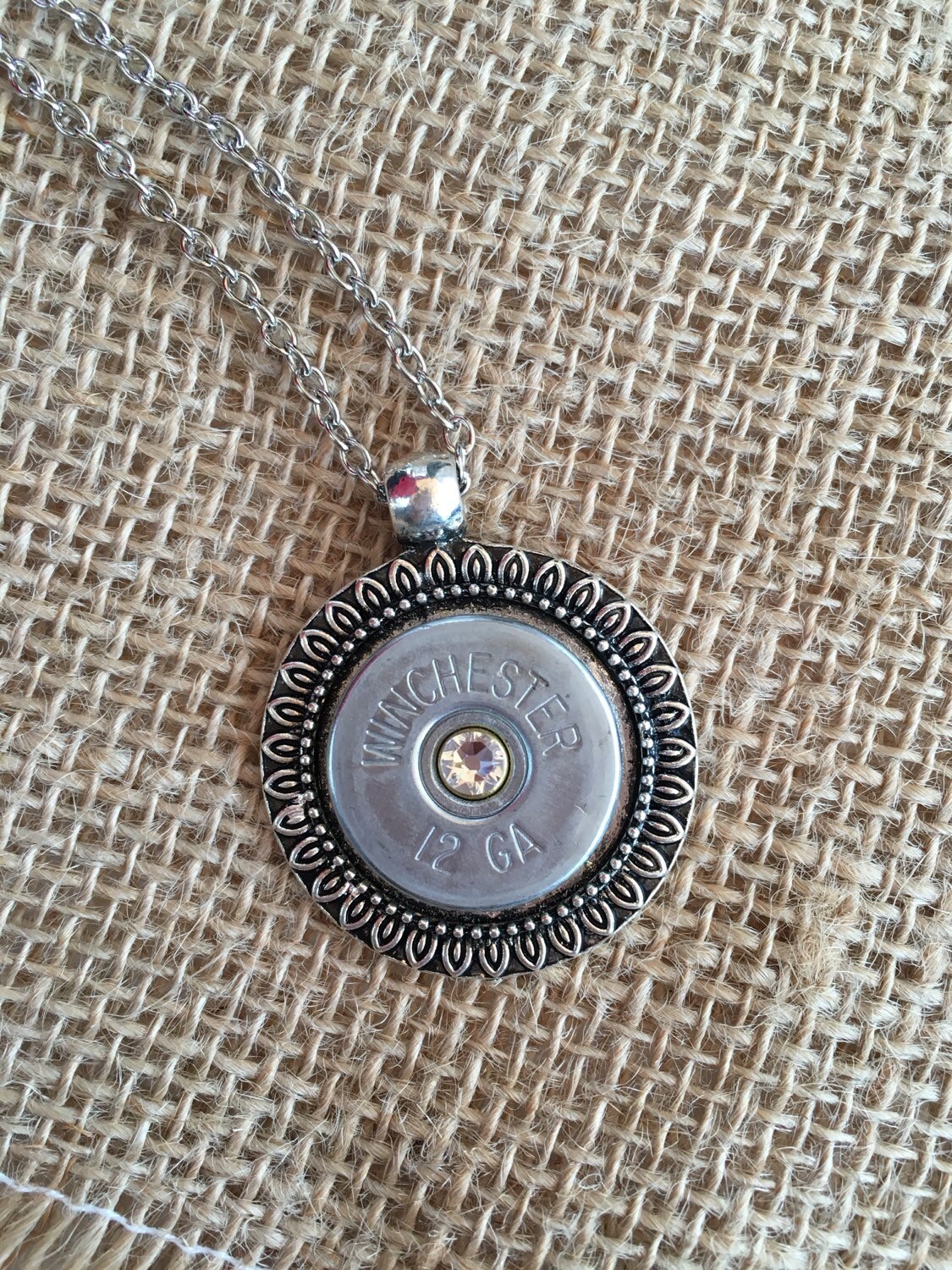 12 Gauge Shotgun Shell Top on an Antiqued Silver Pendant and - Etsy