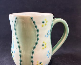 Teal Floral Striped Mug