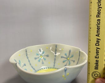 Blue and Yellow Fluted Bowl