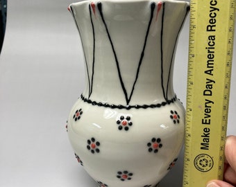 Tall Black and White Porcelain Vase
