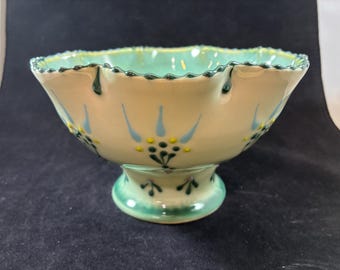 Teal Pedistal Bowl 2