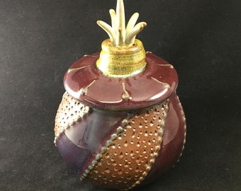 Round Maroon Horned Small Jar