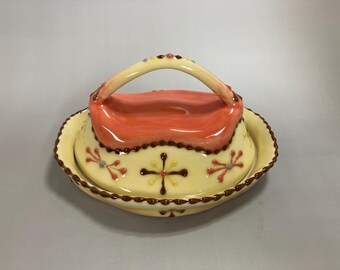Yellow and Poppy Butter Dish