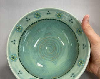 Teal Floral Rim Bowl