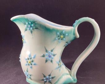 Teal Flower Burst Small Pitcher