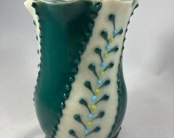 Teal and Green Striped Vase