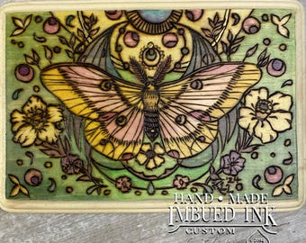 Earthy Moth Pyrography Wood Plaque, Hand Drawn Nature Art, Cottagecore Painting