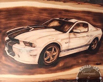 DEPOSIT for Custom Wood Burned Car Portrait, Personalized Hand Drawn Pyrography Art Gift