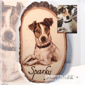 Custom Wood Burned Pet Portrait: Hand Drawn Pyrography Art