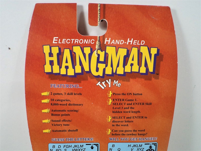Brand New Unopened in Blister Pack Working Word Guessing Game Family Word Guessing Game HANGMAN MB GAMES 2002 Electronic Hand Held Game