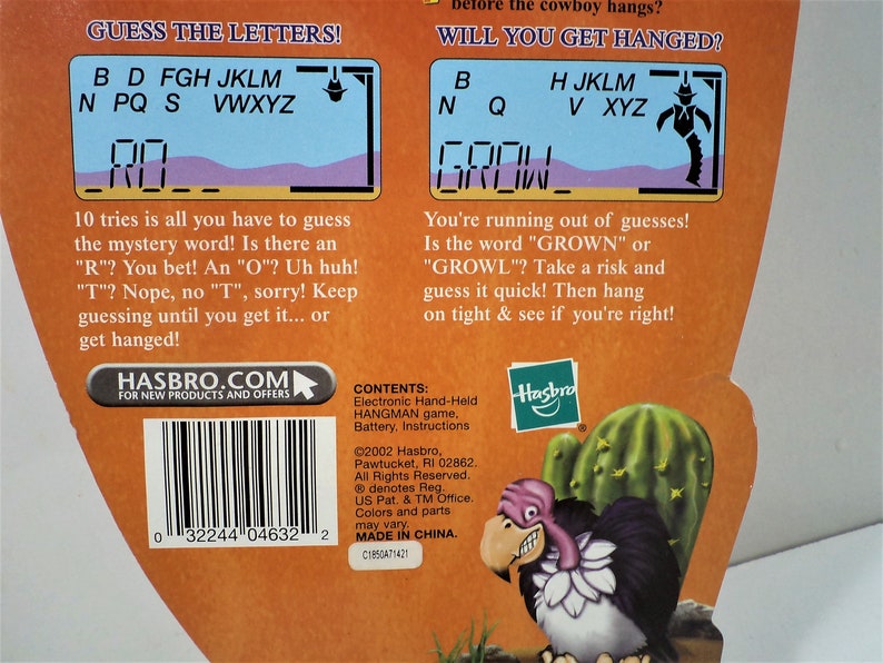Brand New Unopened in Blister Pack Working Word Guessing Game Family Word Guessing Game HANGMAN MB GAMES 2002 Electronic Hand Held Game