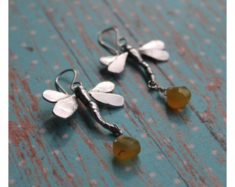 Conceptual Dragonflies with Chalcedony drops