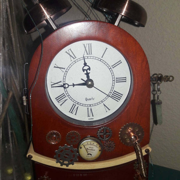 Mantel Clock, Steampunk, Working, Pendulum, Clock, Wood, Gift for him