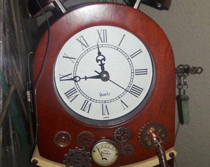 Mantel Clock, Steampunk, Working, Pendulum, Clock, Wood, Gift for him