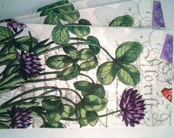 Decoupage,Napkins,Flower,Clover,Paper,Hostess, Green Meadow by Michel Design Works 4 Napkins only, Scrap Booking, Decoupage, New