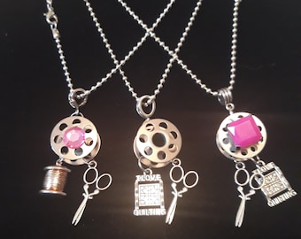 Real Bobbin Necklace  With Charms