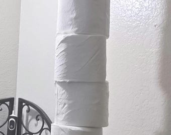 Toilet Paper Storage Holder - The Original TP Tether Suspended Ceiling Mounted Hanging Multi (12) Roll Toilet Paper Chain. Free your shelf!