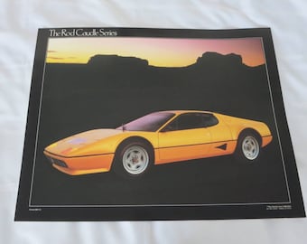 Affiche Ferrari BB 512 Berlinetta Boxer Rod Caudle Automotive Art Yellow Car