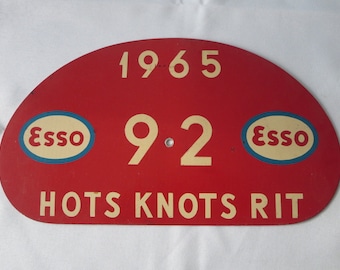 1965 Hots Knots Rit Holland Car Rally Participant Plate Esso Advertising #92