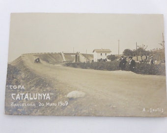 1909 Copa Catalunya Barcelona Spain Car Racing Race Real Photo Postcard RRPC