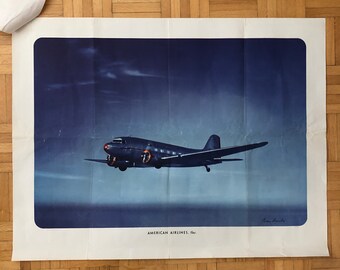Poster American Airlines Aereo Flagship Skysleeper DC-3 Aeroplano Strombecker Giocattolo