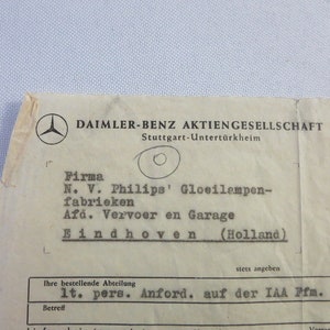 Carta Documento Mercedes Benz Daimler 1957 - Factura de Folletos 300 SL +