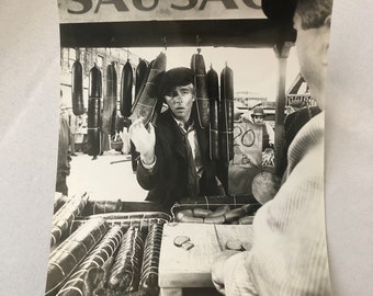 Vintage Photo Photograph Man in Sausage Stand Movie or Television Still ?