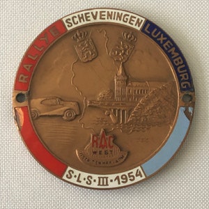 1954 Scheveningen Luxemburg Scheveningen SLS Rally Badge Emblem Award