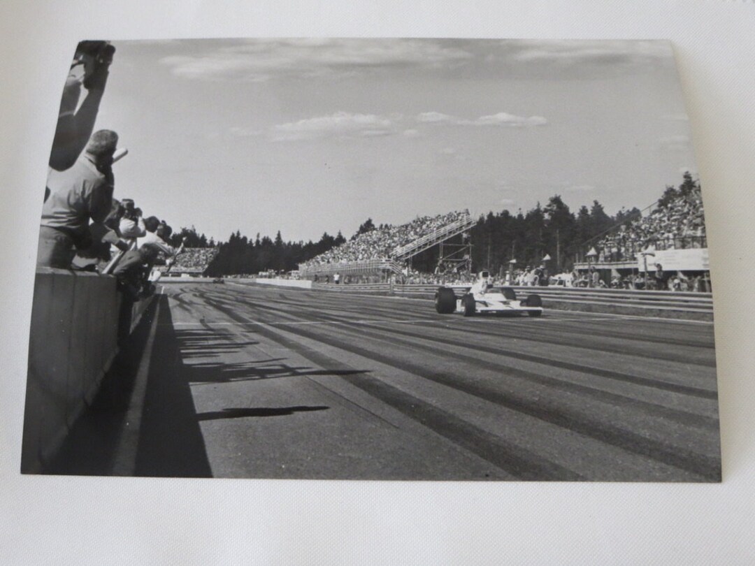 Vintage 1973 Swedish Grand Prix Racing Race Car Photograph Photo Denny