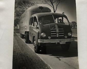 Large Antique Vintage Photograph of a Streamline Matador Truck and Trailer