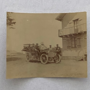 Antique Photo Photograph Print Men in Early Automobile Car Vehicle 1907 Italy ?