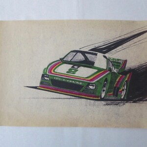 Vintage 1976 Kremer Racing Porsche 935 Design Sketch Drawing Art NOTTRODT