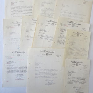 1946 - 1959 Vauxhall Car Company Lettera Carta intestata Documento Lotto di 12
