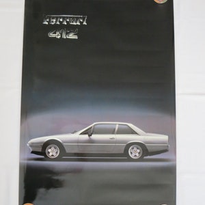 Poster Ferrari 412 Original 1980s Factory Automotive Art Decor Silver Car