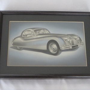 Vintage Jaguar XK-140 Photograph wtih Hand Colored Embellishments - XK140 Photo