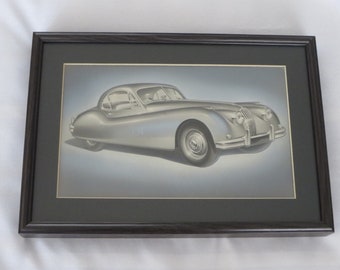 Jaguar XK-140 vintage photo avec décorations colorées à la main - XK140 Photo