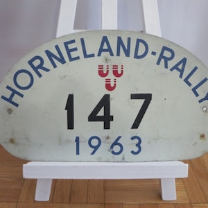 Vintage 1963 Horneland Rally Car Club Rally Plate Plaque Sign Metal #147 Authentic