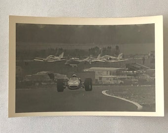 Vintage Racing Car Photo Photograph Print - Aircraft Planes in Background