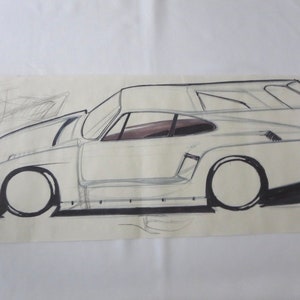 Vintage Kremer Racing Porsche 935 Design Sketch Drawing Art NOTTRODT