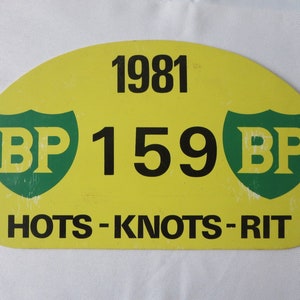 Vintage 1981 Hots - Knots Rit Holland Car Rally Participant Plate Plaque BP #159