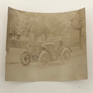 Antique Photo Photograph Print Early Automobile Car Vehicle w/ Wagon Italian ?